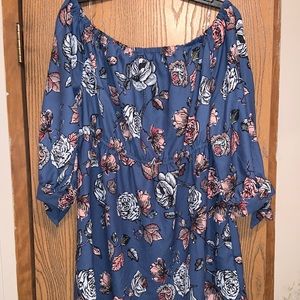 Fall Blue Floral Dress
